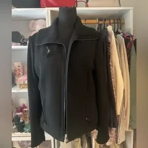 Tahari Elegant Black Bomber Jacket